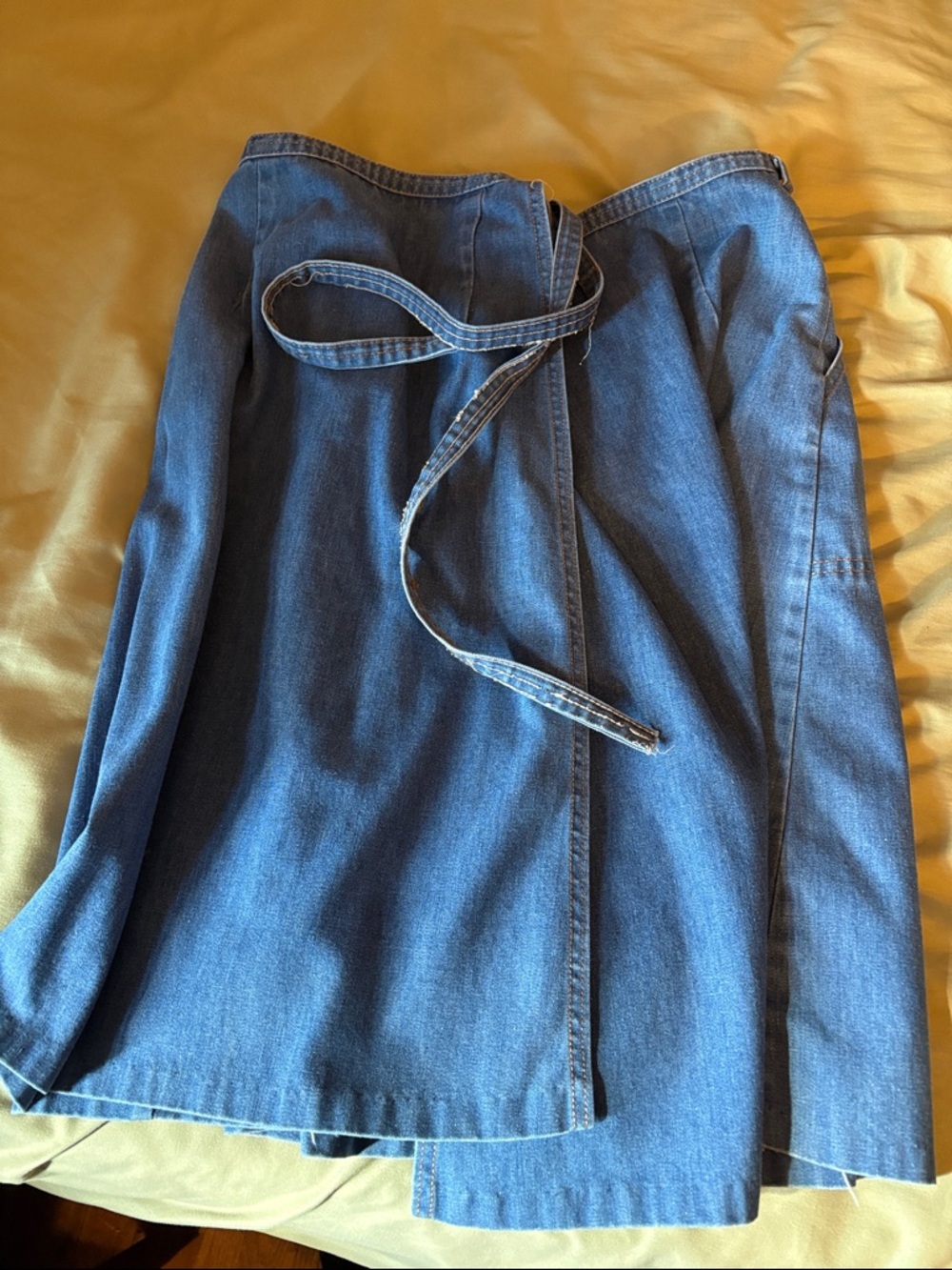Russ Classic Blue Denim Wrap Midi Skirt with Front Pockets - Picture 3 of 5